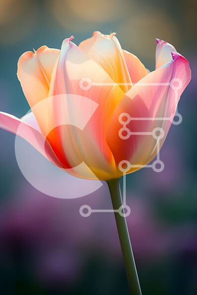 Σετ των 2 Intra Συλλεκτικό Ξύλινο Παζλ Plywood  4mm - Κοντινό πλάνο ενός ροζ και κίτρινου λουλουδιού τουλίπας Σε Ξύλινο Κουτί - Διαστάσεις: 10x10 cm – 25 κομμάτια