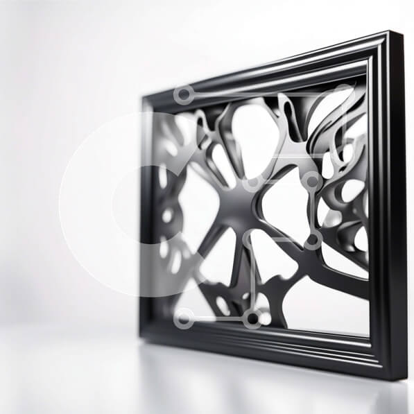 Intra Συλλεκτικό Ξύλινο Παζλ Plywood  4mm - Περίπλοκα σκαλίσματα σε μαύρο πλαίσιο που κρέμονται σε λευκό τοίχο Σε Ξύλινο Κουτί - Διαστάσεις Puzzle: 10x10 cm – 25 κομμάτια