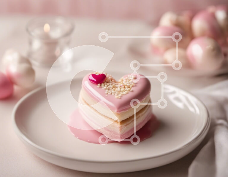 Σετ των 2 Intra Συλλεκτικό Ξύλινο Παζλ Plywood  4mm - Τούρτα του Αγίου Βαλεντίνου σε σχήμα καρδιάς με ροζ και λευκά διακοσμητικά Σε Ξύλινο Κουτί - Διαστάσεις: 10x10 cm – 25 κομμάτια