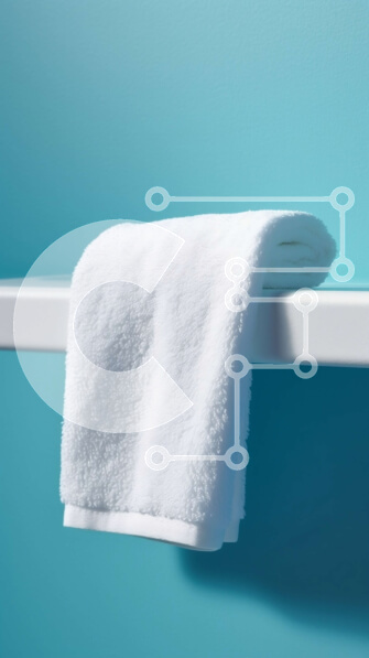 Intra Συλλεκτικό Ξύλινο Παζλ Plywood  4mm - Καθαρή και μινιμαλιστική λευκή πετσέτα που κρεμιέται σε ένα μπάνιο Σε Ξύλινο Κουτί - Διαστάσεις Puzzle: 10x10 cm – 25 κομμάτια