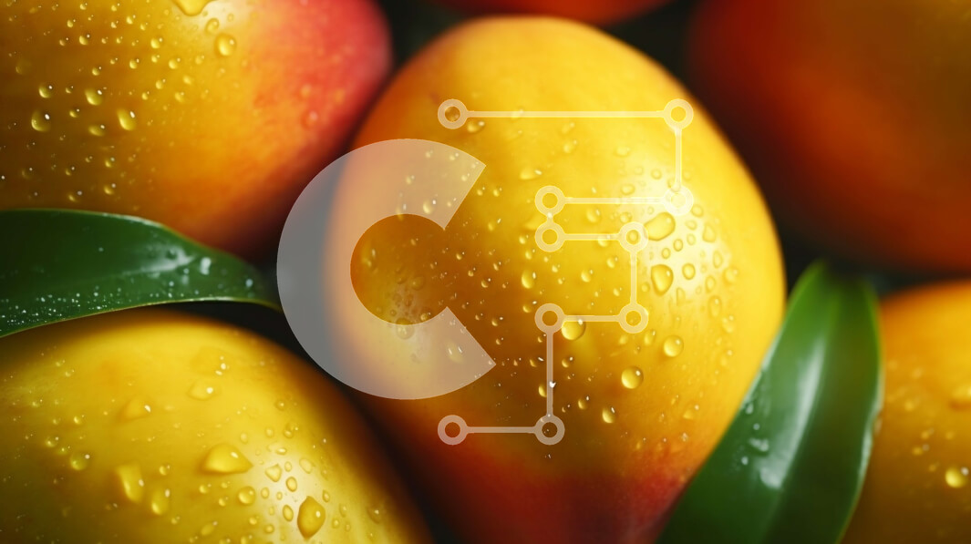 Σετ των 2 Intra Συλλεκτικό Ξύλινο Παζλ Plywood  4mm - Ώριμα κίτρινα μάνγκο με σταγονίδια νερού Σε Ξύλινο Κουτί - Διαστάσεις: 10x10 cm – 25 κομμάτια