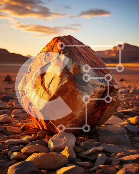 Intra Συλλεκτικό Ξύλινο Παζλ Plywood  4mm - Εκπληκτικό ερημικό τοπίο με μαγευτικά βουνά στο ηλιοβασίλεμα Σε Ξύλινο Κουτί - Διαστάσεις: 10x10 cm – 25 κομμάτια