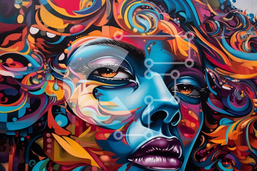 Intra Συλλεκτικό Ξύλινο Παζλ Plywood  4mm - Εκπληκτική εικόνα μιας γυναίκας με ένα ρέον πολύχρωμο φόρεμα Σε Ξύλινο Κουτί - Διαστάσεις Puzzle: 10x10 cm – 25 κομμάτια