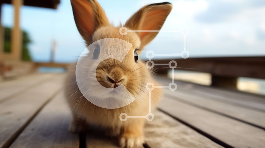 Σετ των 2 Intra Συλλεκτικό Ξύλινο Παζλ Plywood  4mm - Αξιολάτρευτη εικόνα ενός κουνελιού σε ένα ξύλινο κατάστρωμα Σε Ξύλινο Κουτί - Διαστάσεις: 10x10 cm – 25 κομμάτια