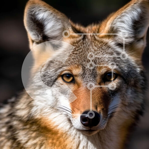 Intra Συλλεκτικό Ξύλινο Παζλ Plywood  4mm - Εκπληκτική κοντινή πλάνο του προσώπου ενός κογιότ Σε Ξύλινο Κουτί - Διαστάσεις: 10x10 cm – 25 κομμάτια