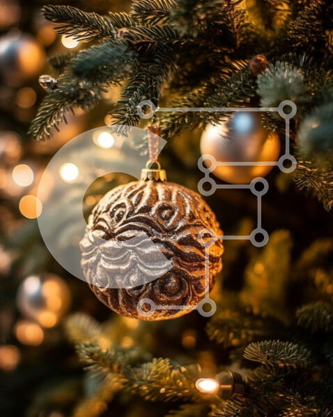 Intra Συλλεκτικό Ξύλινο Παζλ Plywood  4mm - Όμορφο χρυσό στολίδι σε ένα εορταστικό χριστουγεννιάτικο δέντρο Σε Ξύλινο Κουτί - Διαστάσεις: 10x10 cm – 25 κομμάτια