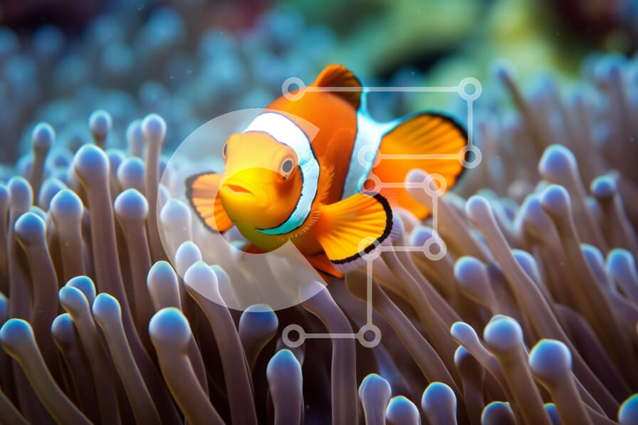 Intra Συλλεκτικό Ξύλινο Παζλ Plywood  4mm - Όμορφη εικόνα ενός ψαριού κλόουν στο φυσικό του περιβάλλον Σε Ξύλινο Κουτί - Διαστάσεις: 10x10 cm – 25 κομμάτια