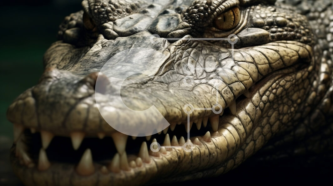 Intra Συλλεκτικό Ξύλινο Παζλ Plywood  4mm - Έντονη ασπρόμαυρη φωτογραφία με το ανοιχτό στόμα του κροκόδειλου Σε Ξύλινο Κουτί - Διαστάσεις: 10x10 cm – 25 κομμάτια