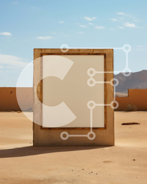 Intra Συλλεκτικό Ξύλινο Παζλ Plywood  4mm - Κενό λευκό τετράγωνο στο τοπίο της ερήμου με τα βουνά Σε Ξύλινο Κουτί - Διαστάσεις: 10x10 cm – 25 κομμάτια