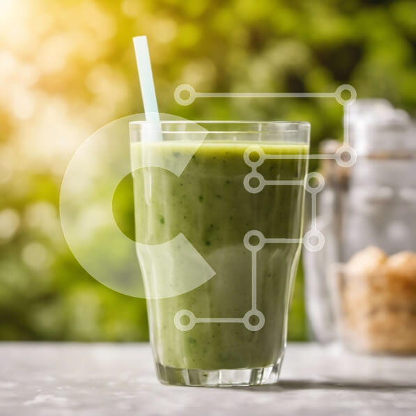 Σετ των 2 Intra Συλλεκτικό Ξύλινο Παζλ Plywood  4mm - Πράσινο Smoothie με σπανάκι και μπανάνα σε ένα τραπέζι Σε Ξύλινο Κουτί - Διαστάσεις: 10x10 cm – 25 κομμάτια