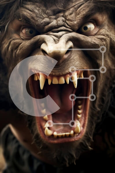 Intra Συλλεκτικό Ξύλινο Παζλ Plywood  4mm - Εκφοβιστική εικόνα ενός λυκάνθρωπου που βρυχάται με αιχμηρά δόντια και μακριά νύχια Σε Ξύλινο Κουτί - Διαστάσεις Puzzle: 10x10 cm – 25 κομμάτια