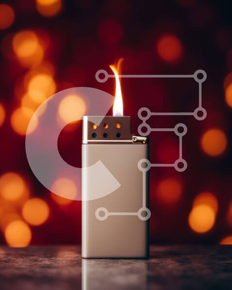 Intra Συλλεκτικό Ξύλινο Παζλ Plywood  4mm - Κομψός και μοντέρνος χρυσός αναπτήρας με φλόγα που τρεμοπαίζει Σε Ξύλινο Κουτί - Διαστάσεις: 10x10 cm – 25 κομμάτια