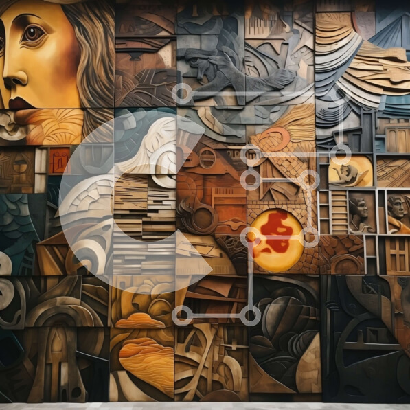 Intra Συλλεκτικό Ξύλινο Παζλ Plywood  4mm - Περίπλοκο αφηρημένο έργο τέχνης γυναικείου προσώπου με γεωμετρικά μοτίβα Σε Ξύλινο Κουτί - Διαστάσεις Puzzle: 10x10 cm – 25 κομμάτια