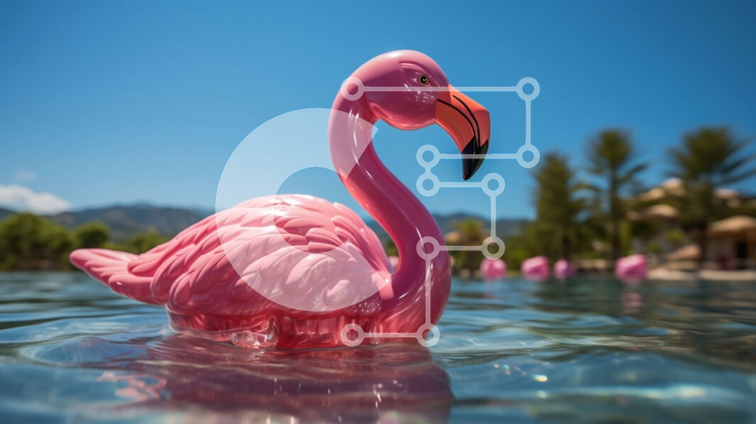 Intra Συλλεκτικό Ξύλινο Παζλ Plywood  4mm - Όμορφη εικόνα ενός ροζ φλαμίνγκο σε μια πισίνα με καταγάλανα νερά και φοίνικες Σε Ξύλινο Κουτί - Διαστάσεις Puzzle: 10x10 cm – 25 κομμάτια