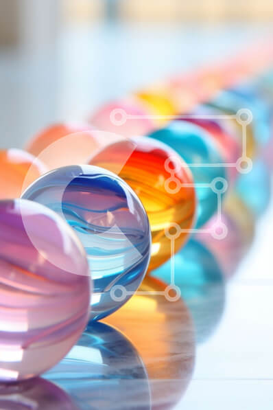 Intra Συλλεκτικό Ξύλινο Παζλ Plywood  4mm - Ζωντανά γυάλινα μάρμαρα που εμφανίζονται σε ένα τραπέζι Σε Ξύλινο Κουτί - Διαστάσεις Puzzle: 10x10 cm – 25 κομμάτια