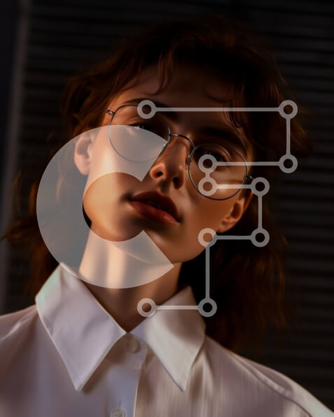 Intra Συλλεκτικό Ξύλινο Παζλ Plywood  4mm - Επαγγελματική φωτογραφία γυναίκας με λευκό πουκάμισο και γυαλιά Σε Ξύλινο Κουτί - Διαστάσεις Puzzle: 10x10 cm – 25 κομμάτια