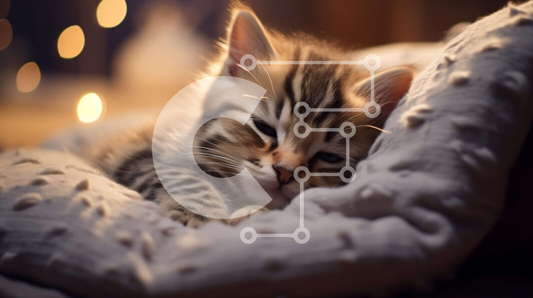 Intra Συλλεκτικό Ξύλινο Παζλ Plywood  4mm - Χαριτωμένο γατάκι που κοιμάται σε μια κουβέρτα Σε Ξύλινο Κουτί - Διαστάσεις: 10x10 cm – 25 κομμάτια