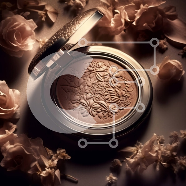 Σετ των 2 Intra Συλλεκτικό Ξύλινο Παζλ Plywood  4mm - Απαλή και θηλυκή εικόνα ενός συμπαγούς μακιγιάζ σε πούδρα με περίπλοκο φλοράλ σχέδιο Σε Ξύλινο Κουτί - Διαστάσεις: 10x10 cm – 25 κομμάτια