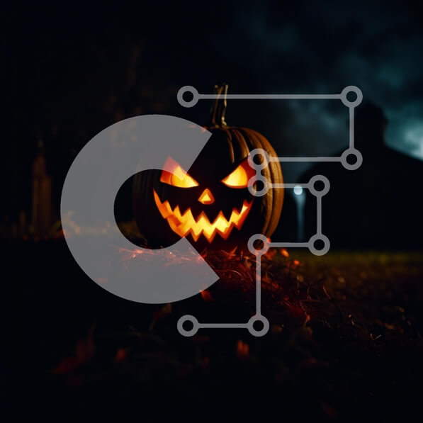 Intra Συλλεκτικό Ξύλινο Παζλ Plywood  4mm - Απόκοσμη εικόνα αποκριών: Κολοκύθα Jack-o-lantern σε ένα νεκροταφείο τη νύχτα Σε Ξύλινο Κουτί - Διαστάσεις Puzzle: 10x10 cm – 25 κομμάτια