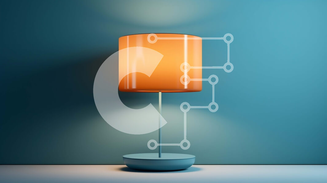 Intra Συλλεκτικό Ξύλινο Παζλ Plywood  4mm - Επιτραπέζιο φωτιστικό με πορτοκαλί σκιά σε μπλε φόντο Σε Ξύλινο Κουτί - Διαστάσεις: 10x10 cm – 25 κομμάτια