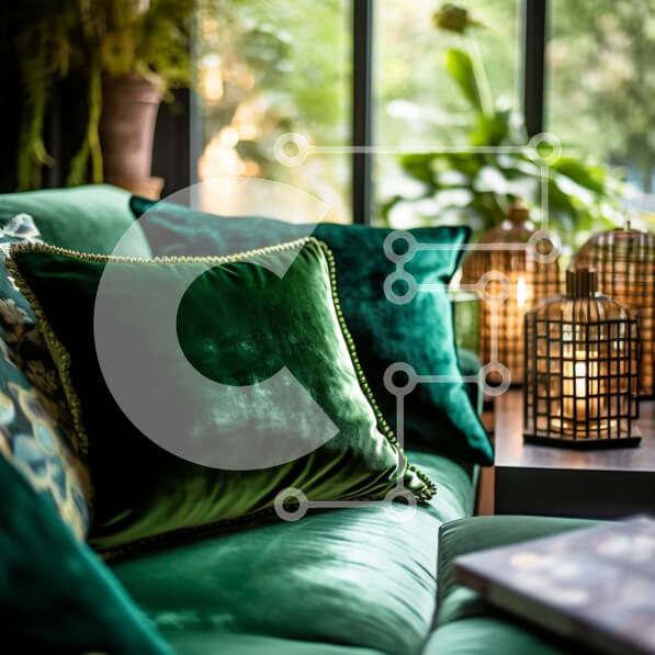 Intra Συλλεκτικό Ξύλινο Παζλ Plywood  4mm - Όμορφο πράσινο σαλόνι με μεγάλα παράθυρα και μπεζ χαλί Σε Ξύλινο Κουτί - Διαστάσεις Puzzle: 10x10 cm – 25 κομμάτια