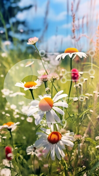 Σετ των 2 Intra Συλλεκτικό Ξύλινο Παζλ Plywood  4mm - Όμορφη εικόνα αγριολούλουδων με καθαρό μπλε ουρανό Σε Ξύλινο Κουτί - Διαστάσεις: 10x10 cm – 25 κομμάτια