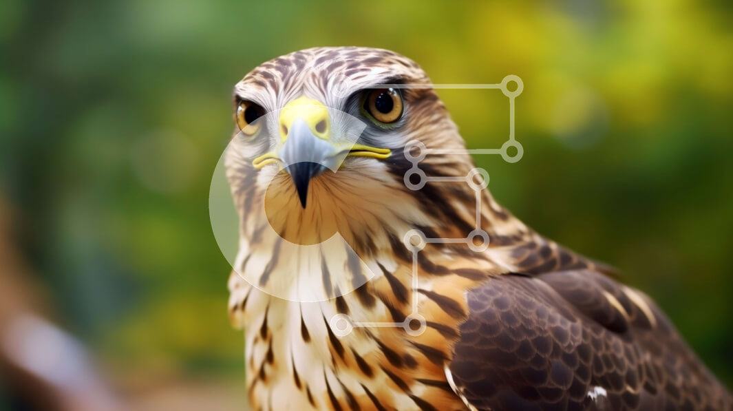 Σετ των 2 Intra Συλλεκτικό Ξύλινο Παζλ Plywood  4mm - Απίστευτη κοντινή λήψη του προσώπου ενός γερακιού με κοφτερό ράμφος και διαπεραστικά μάτια Σε Ξύλινο Κουτί - Διαστάσεις: 10x10 cm – 25 κομμάτια