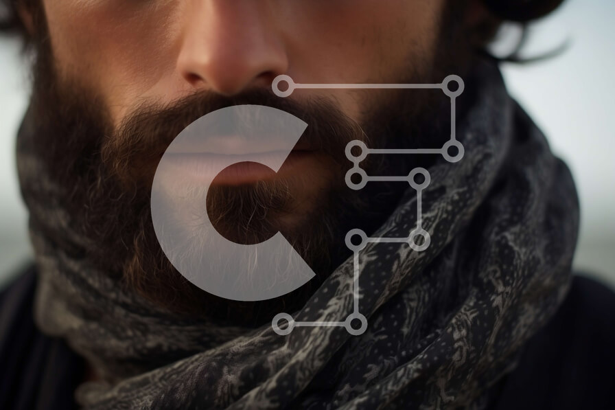 Intra Συλλεκτικό Ξύλινο Παζλ Plywood  4mm - Έντονο πορτρέτο ενός άνδρα με γένια και μαύρο κασκόλ Σε Ξύλινο Κουτί - Διαστάσεις Puzzle: 10x10 cm – 25 κομμάτια