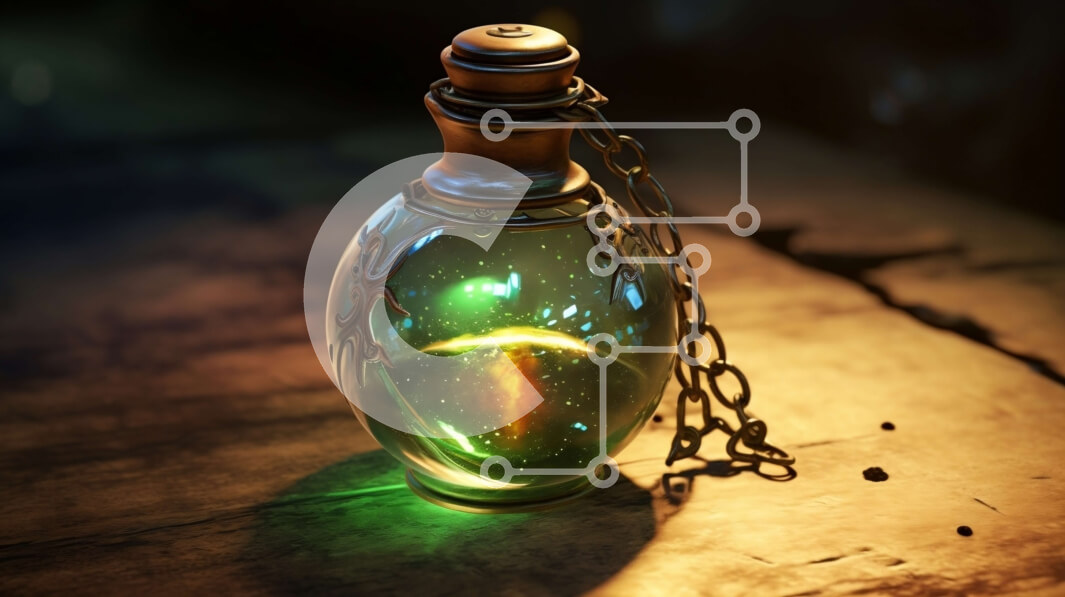 Intra Συλλεκτικό Ξύλινο Παζλ Plywood  4mm - Ζωντανή εικόνα πράσινου υγρού σε γυάλινο μπουκάλι Σε Ξύλινο Κουτί - Διαστάσεις: 10x10 cm – 25 κομμάτια