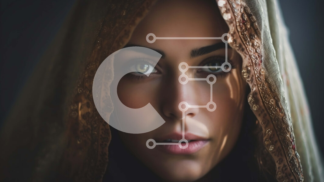 Intra Συλλεκτικό Ξύλινο Παζλ Plywood  4mm - Σοβαρή γυναίκα που φοράει πέπλο κοιτάζοντας απευθείας την κάμερα Σε Ξύλινο Κουτί - Διαστάσεις Puzzle: 10x10 cm – 25 κομμάτια