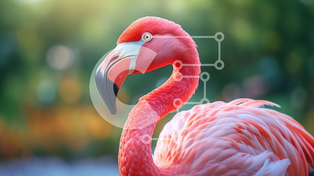 Intra Συλλεκτικό Ξύλινο Παζλ Plywood  4mm - Ζωντανό ροζ φλαμίνγκο σε φυσικό περιβάλλον Σε Ξύλινο Κουτί - Διαστάσεις: 10x10 cm – 25 κομμάτια