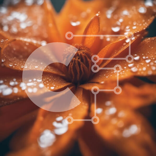 Intra Συλλεκτικό Ξύλινο Παζλ Plywood  4mm - Πορτοκαλί λουλούδι με σταγονίδια νερού στα πέταλα Σε Ξύλινο Κουτί - Διαστάσεις: 10x10 cm – 25 κομμάτια