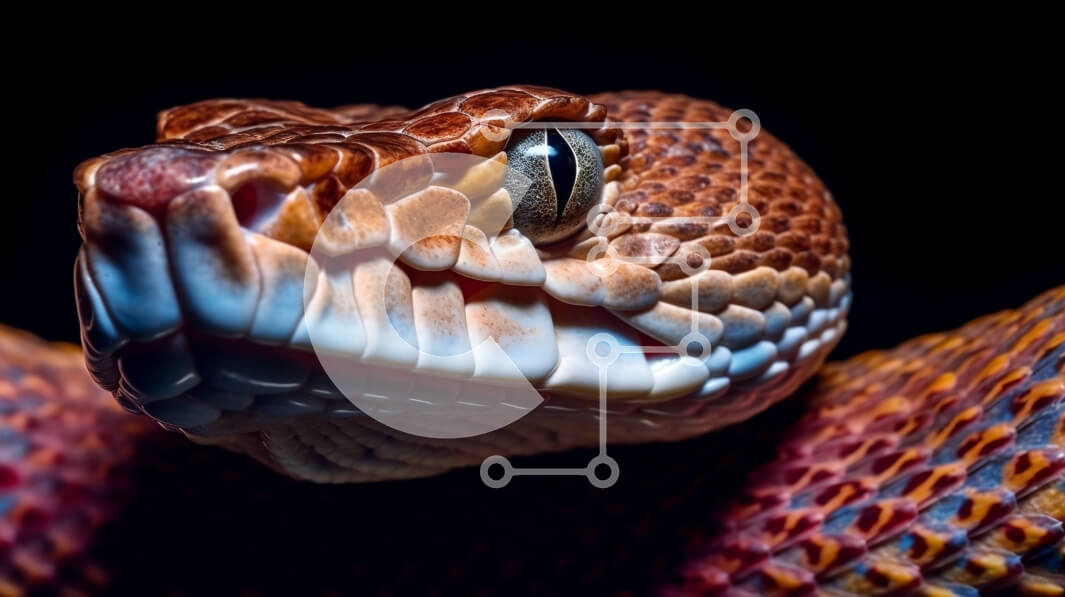 Σετ των 2 Intra Συλλεκτικό Ξύλινο Παζλ Plywood  4mm - Συναρπαστική εικόνα του κεφαλιού ενός φιδιού με ορατά μάτια και κυνόδοντες Σε Ξύλινο Κουτί - Διαστάσεις: 10x10 cm – 25 κομμάτια