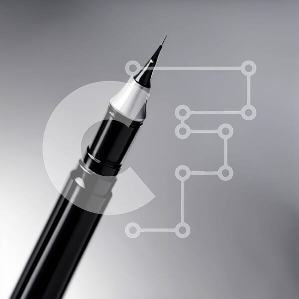 Intra Συλλεκτικό Ξύλινο Παζλ Plywood  4mm - Μινιμαλιστική εικόνα στυλό μαύρου μελανιού σε γκρι φόντο Σε Ξύλινο Κουτί - Διαστάσεις: 10x10 cm – 25 κομμάτια