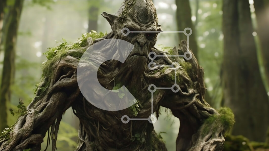 Intra Συλλεκτικό Ξύλινο Παζλ Plywood  4mm - Κοντινό πλάνο ενός αρχαίου κορμού δέντρου με βρύα και λειχήνες σε ένα πυκνό δάσος Σε Ξύλινο Κουτί - Διαστάσεις: 10x10 cm – 25 κομμάτια