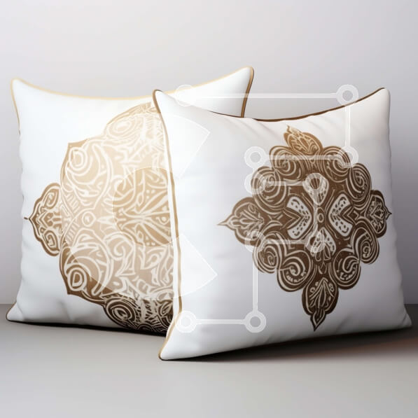 Intra Συλλεκτικό Ξύλινο Παζλ Plywood  4mm - Κομψά λευκά μαξιλάρια με χρυσό φλοράλ σχέδιο Σε Ξύλινο Κουτί - Διαστάσεις Puzzle: 10x10 cm – 25 κομμάτια