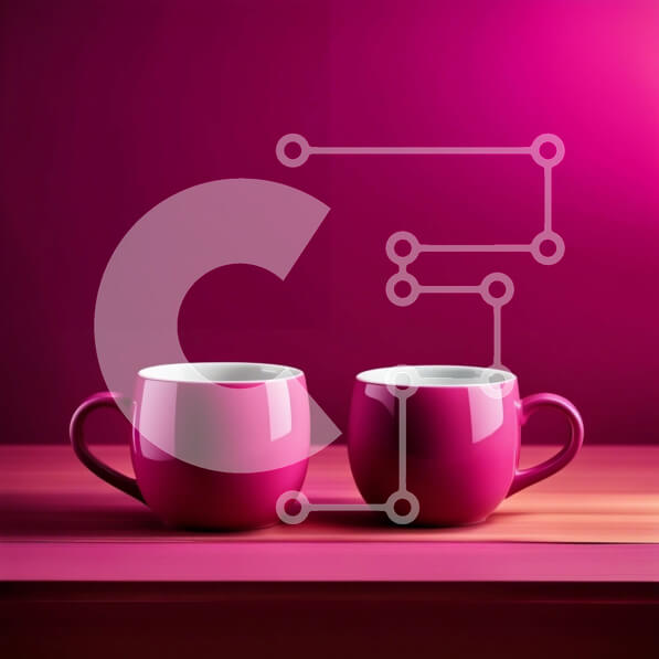 Intra Συλλεκτικό Ξύλινο Παζλ Plywood  4mm - Όμορφη εικόνα δύο ροζ κούπες σε ένα ξύλινο τραπέζι Σε Ξύλινο Κουτί - Διαστάσεις Puzzle: 10x10 cm – 25 κομμάτια