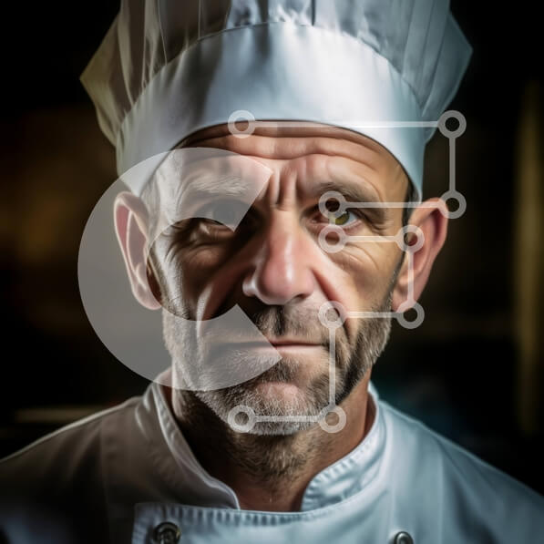 Σετ των 2 Intra Συλλεκτικό Ξύλινο Παζλ Plywood  4mm - Επαγγελματίας σεφ με σοβαρή έκφραση και καπέλο σεφ Σε Ξύλινο Κουτί - Διαστάσεις: 10x10 cm – 25 κομμάτια