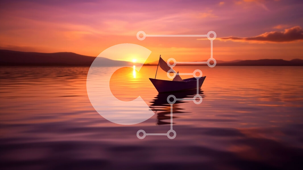 Intra Συλλεκτικό Ξύλινο Παζλ Plywood  4mm - Όμορφη εικόνα του μικρού σκάφους που πλέει σε ήρεμη θάλασσα στο ηλιοβασίλεμα με βουνά στο φόντο Σε Ξύλινο Κουτί - Διαστάσεις Puzzle: 10x10 cm – 25 κομμάτια