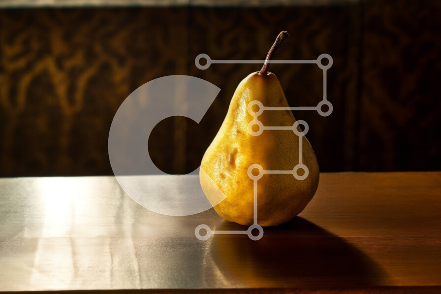 Σετ των 2 Intra Συλλεκτικό Ξύλινο Παζλ Plywood  4mm - Φρέσκο ​​κίτρινο αχλάδι σε ένα ρουστίκ ξύλινο τραπέζι Σε Ξύλινο Κουτί - Διαστάσεις: 10x10 cm – 25 κομμάτια