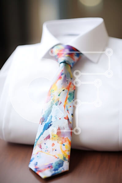 Intra Συλλεκτικό Ξύλινο Παζλ Plywood  4mm - Κομψό και ζωηρό λευκό πουκάμισο με γραβάτα ακουαρέλας Σε Ξύλινο Κουτί - Διαστάσεις Puzzle: 10x10 cm – 25 κομμάτια