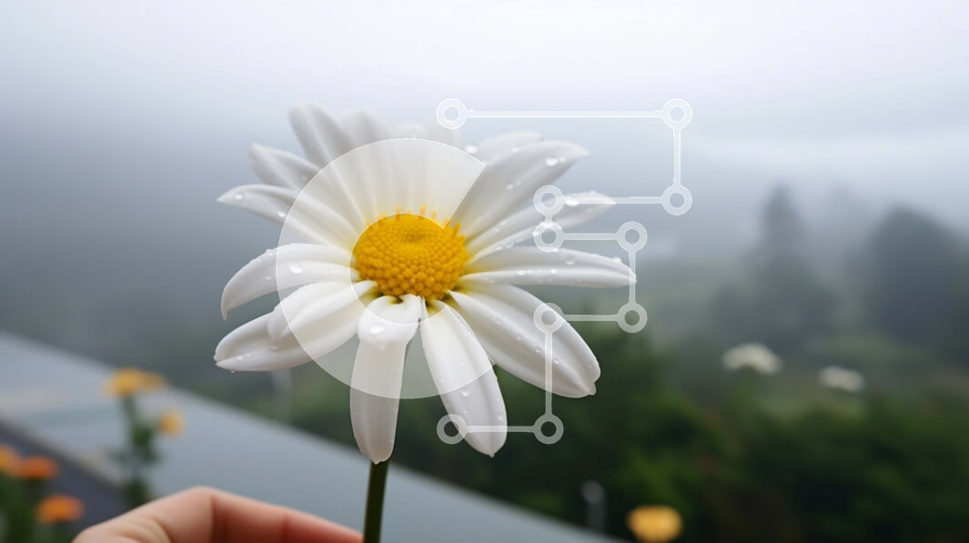 Intra Συλλεκτικό Ξύλινο Παζλ Plywood  4mm - Κίτρινο και άσπρο λουλούδι μαργαρίτας που κρατιέται στο χέρι Σε Ξύλινο Κουτί - Διαστάσεις: 10x10 cm – 25 κομμάτια