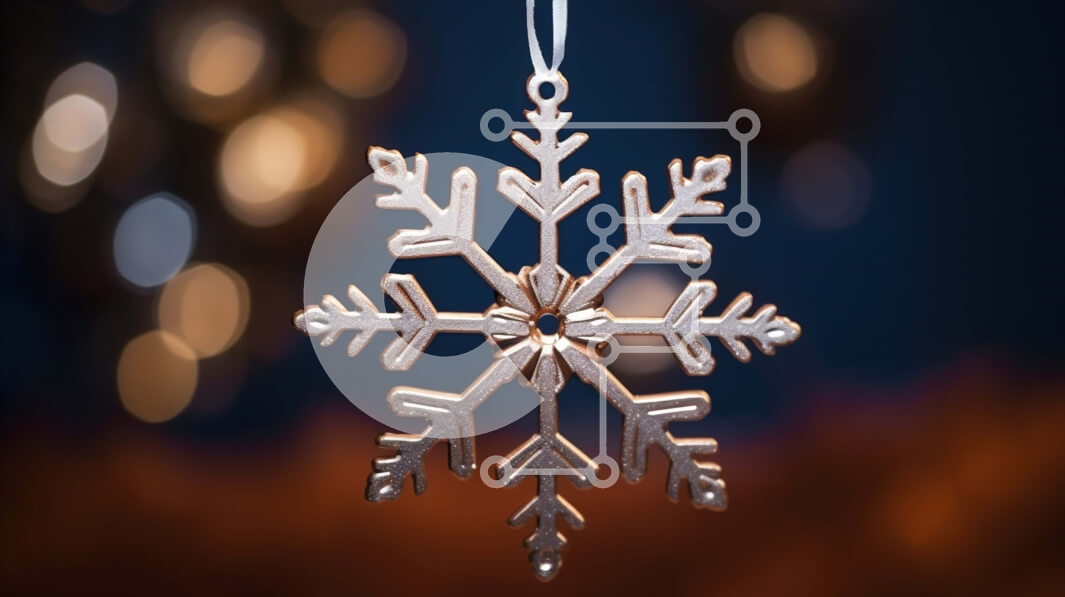 Intra Συλλεκτικό Ξύλινο Παζλ Plywood  4mm - Ασημένια νιφάδα χιονιού που κρέμεται από στολίδι με θολά φώτα Σε Ξύλινο Κουτί - Διαστάσεις: 10x10 cm – 25 κομμάτια