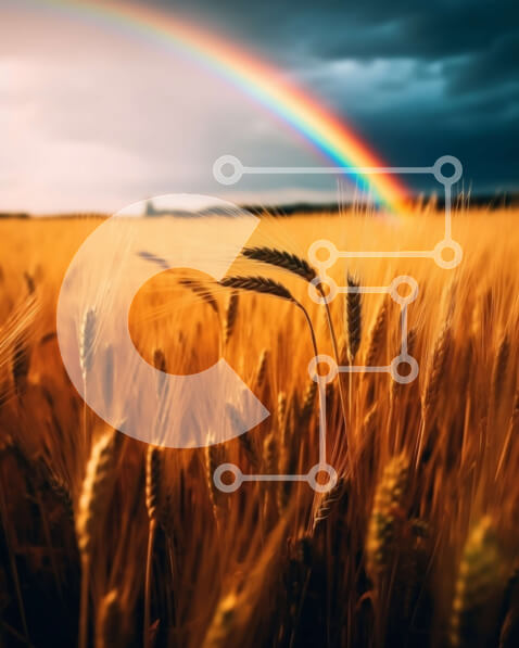 Σετ των 2 Intra Συλλεκτικό Ξύλινο Παζλ Plywood  4mm - Όμορφη εικόνα ενός χωραφιού με σιτάρι με ένα ουράνιο τόξο στο φόντο Σε Ξύλινο Κουτί - Διαστάσεις: 10x10 cm – 25 κομμάτια