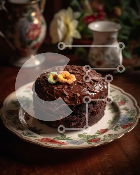 Σετ των 2 Intra Συλλεκτικό Ξύλινο Παζλ Plywood  4mm - Λαχταριστό κέικ σοκολάτας με διακόσμηση λουλουδιών Σε Ξύλινο Κουτί - Διαστάσεις: 10x10 cm – 25 κομμάτια