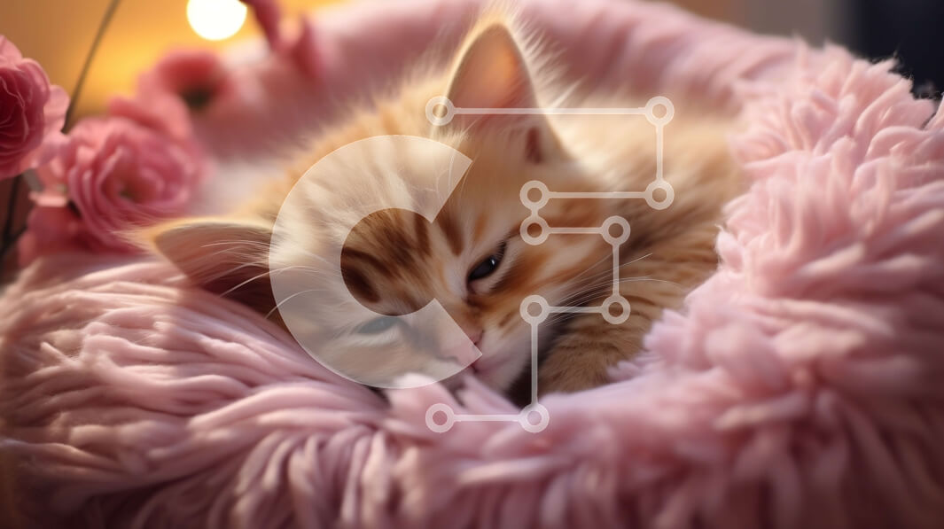 Σετ των 2 Intra Συλλεκτικό Ξύλινο Παζλ Plywood  4mm - Χαριτωμένο γατάκι ύπνου σε μια ροζ κουβέρτα Σε Ξύλινο Κουτί - Διαστάσεις: 10x10 cm – 25 κομμάτια