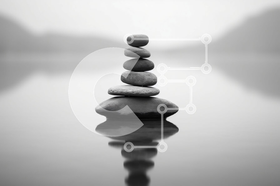 Intra Συλλεκτικό Ξύλινο Παζλ Plywood  4mm - Όμορφη εικόνα ισορροπημένων βράχων σε ήρεμο νερό Σε Ξύλινο Κουτί - Διαστάσεις: 10x10 cm – 25 κομμάτια