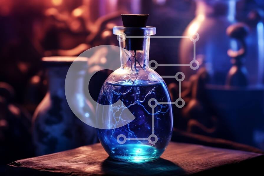 Intra Συλλεκτικό Ξύλινο Παζλ Plywood  4mm - Όμορφη εικόνα μπλε υγρού σε γυάλινο μπουκάλι με φελλό Σε Ξύλινο Κουτί - Διαστάσεις: 10x10 cm – 25 κομμάτια