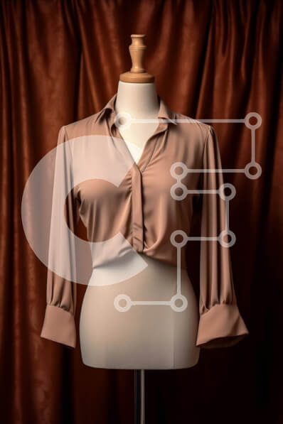 Intra Συλλεκτικό Ξύλινο Παζλ Plywood  4mm - Μοντέρνα ταμπά μπλούζα με μακριά μανίκια και λαιμόκοψη σε σχήμα V Σε Ξύλινο Κουτί - Διαστάσεις Puzzle: 10x10 cm – 25 κομμάτια