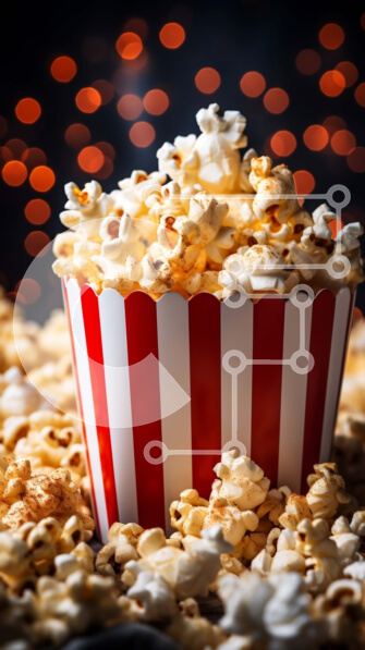 Intra Συλλεκτικό Ξύλινο Παζλ Plywood  4mm - Κόκκινο και άσπρο κουβά για ποπ κορν γεμάτο με πυρήνες ποπ κορν Σε Ξύλινο Κουτί - Διαστάσεις: 10x10 cm – 25 κομμάτια